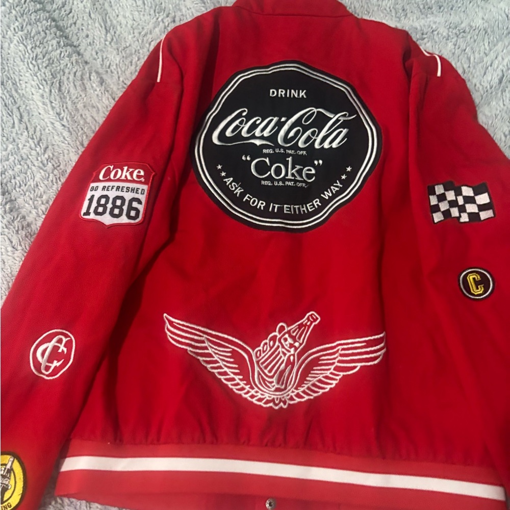 Coca Cola Red Classic Patch Bomber Jacket men siz… - image 3